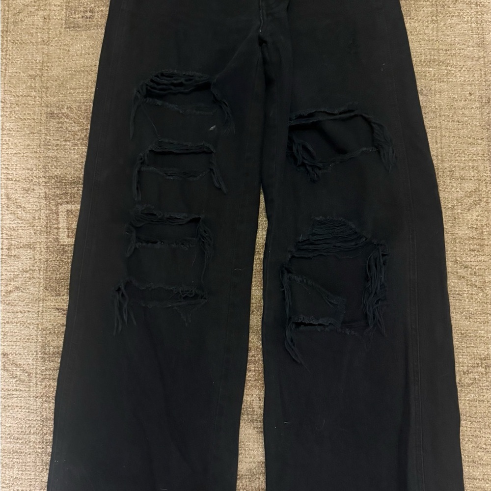 PacSun Black Distressed Flare Jeans